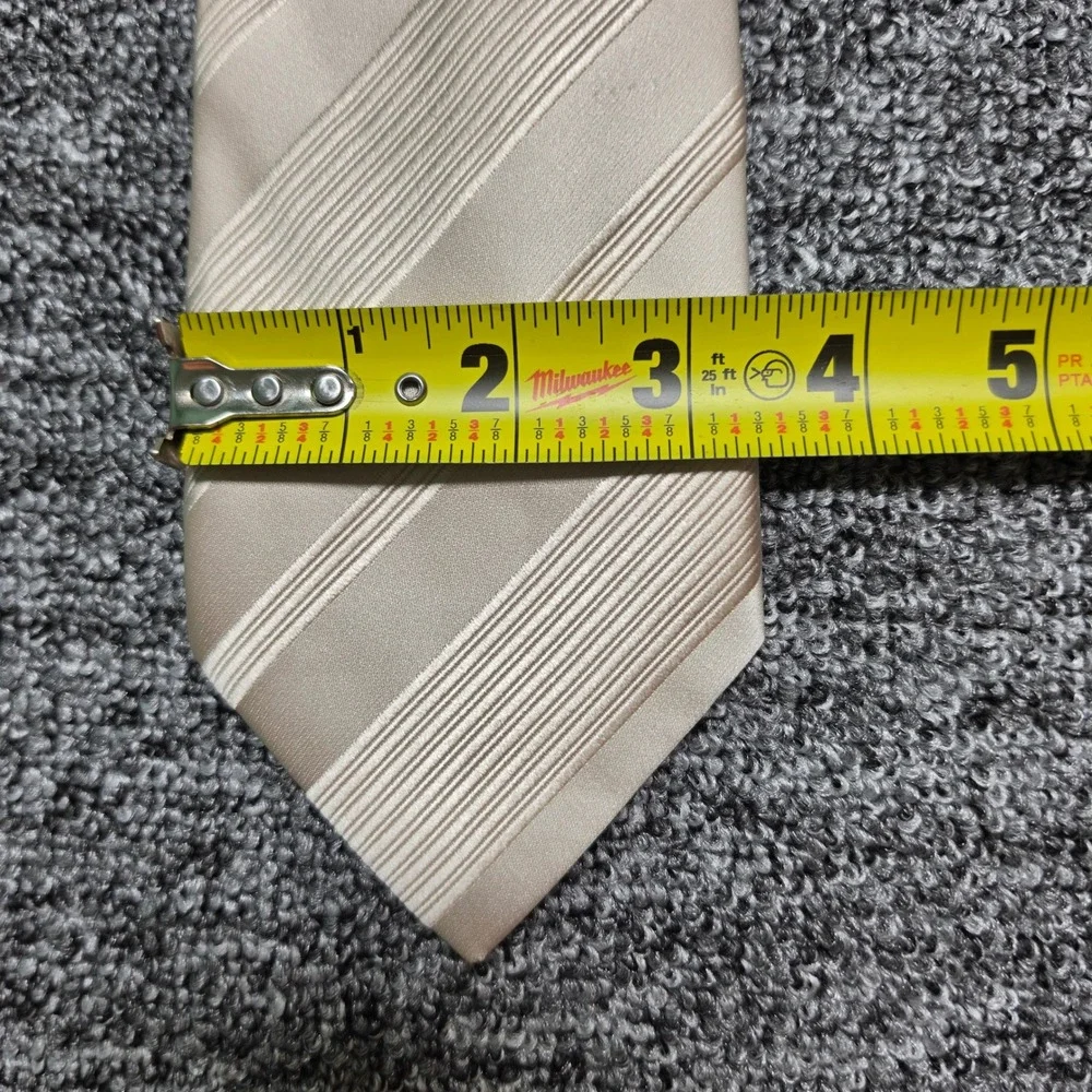 Necktie Donald J Trump OS Mens Beige Excellent Silk Striped Signature Collection